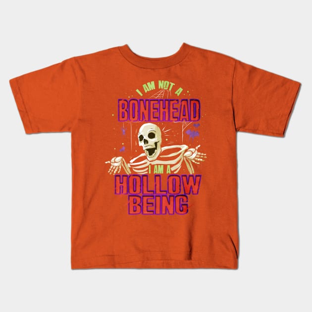 Halloween Not a Bonehead Skeleton Kids T-Shirt by numpdog